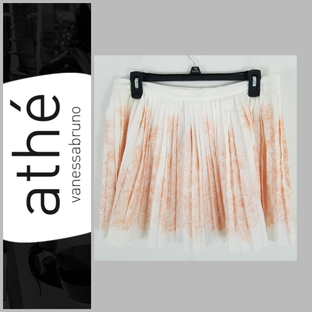 Vanessa Bruno Athe pleated skirt peach embroidery